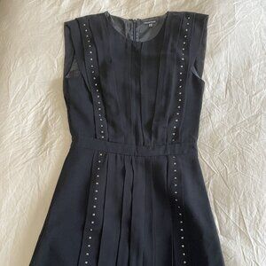 WAREHOUSE Black Studded Pleated Dress - Size UK 10 (US 4-6)